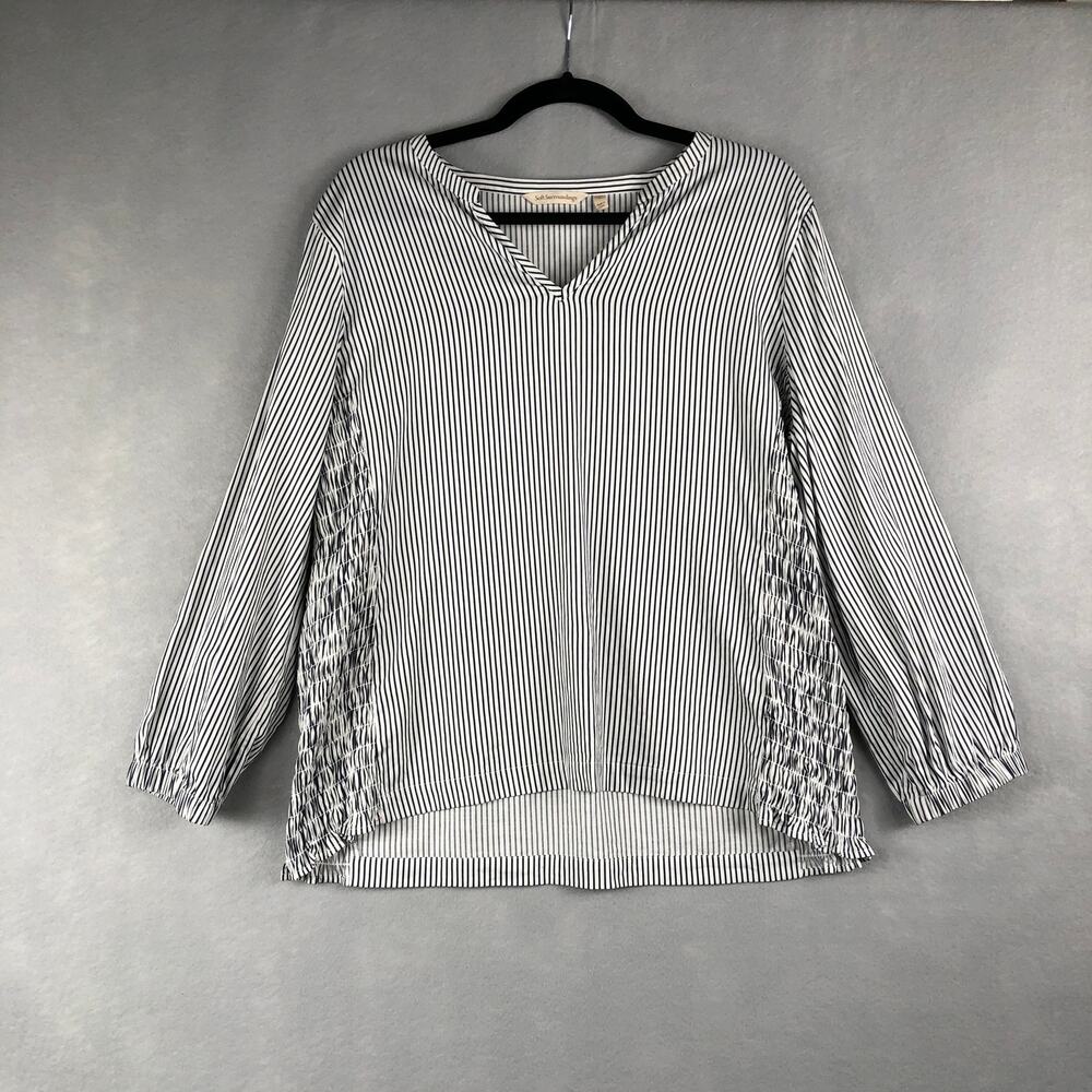 Soft Surroundings Pop-Over Top Stripe Women's Large
